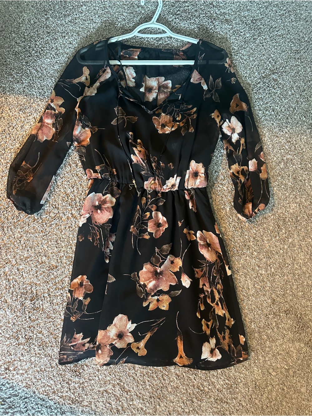 Dynamite Floral Dress with Pink-Brown Blooms